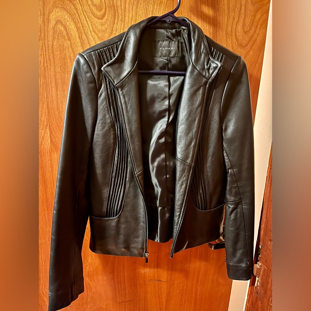 Genuine leather women jacket
